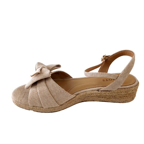 Talbots Pamela Bow Linen Espadrille Wedge Sandals Beige Metallic - Picture 5 of 9